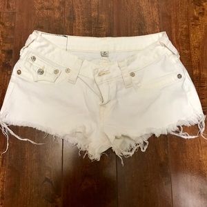 True Religion White cut-off shorts